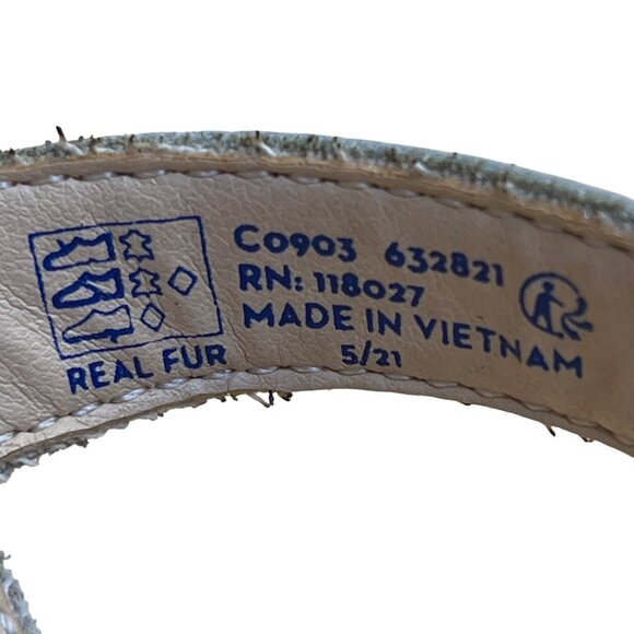 Mini Boden Girls Leopard Print Real Fur Adjustable Straps Sandals Size US 6.5 - Picture 7 of 9